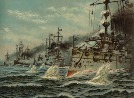 Naval Battle of Santiago de Cuba, 1898, navy from Spain and from the United States of America.