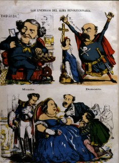 Provisional Government 1869 - 1870, political cartoon with the characters: S. Olozaga, L. Gonzale?