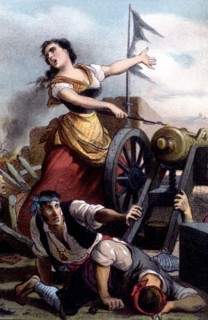 War of the Independence, siege of Zaragoza, Augustine of Aragon firing the cannon at Portillo in ?