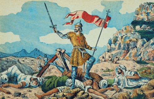 Pelayo, Don (- 737), King of Asturias from 718 to 73, battle of Covadonga, Pelayo king's troops d?