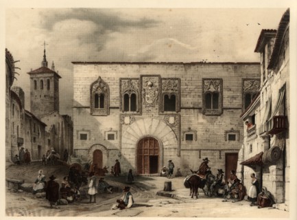 Momos Square in Zamora with scenes of daily life and types of the time.