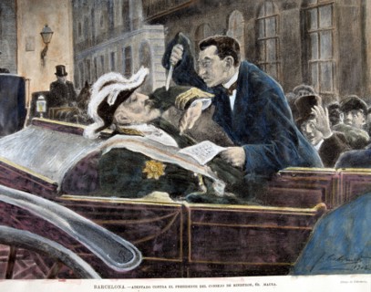 Attack against Maura in Barcelona' Antonio Maura (1853-1925), Spanish statesman, he was several t?