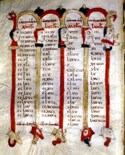 Table of concordance of the four gospels, biblical references are framed between columns crowned ?