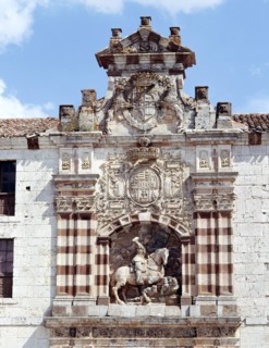 El Cid (Rodrigo Diaz de Vivar). (1043-1099), Spanish knight, equestrian figure on the façade of t?