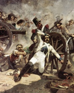 Detail of the painting by Joaquin Sorolla from 1884 'Defenses in the artillery park the 2nd of Ma?