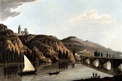 View of Toro (Zamora) on the Douro River, lithograph, 1812.