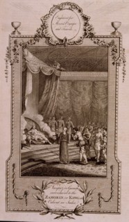 Vasco de Gama appearing before the Zamorin (or king) of Calicut, engraving in the work 'Voyages a?