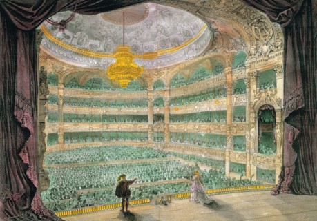 Opera of Paris, built between 1862-1875 by Charles Garnier, engraving depicting the inaugural fun?