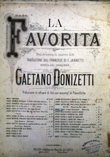 Cover of the score of the opera 'The Favourite' by Gaetano Donizetti.