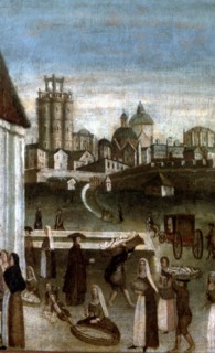 Scene of market and traders, detail 'El Bornet', oil on canvas.
