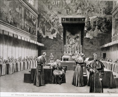 Conclave in the Sistine Chapel to choose a successor to Leon XIII, engraving in the 'Ilustración ?