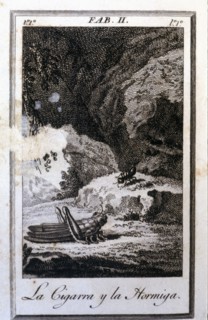 Illustration of the fable 'La cigarra y la hormiga' (The Cicada and the Ant) by Felix Maria de Sa?