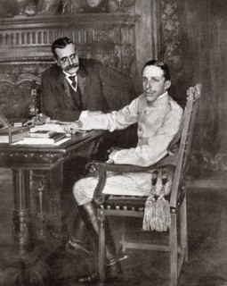 Alfonso XIII, King of Spain. (1886-1941), with his prime minister Canalejas, after the meeting of?