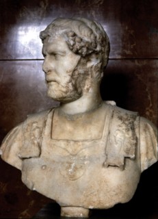 Bust of Hadrian (Publius Aelius Hadrianus) (76-138). Roman Emperor. Bust made 125 AD.