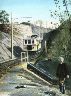 Electric funicular railway up to Mount Vesuvius in Naples, 1910.