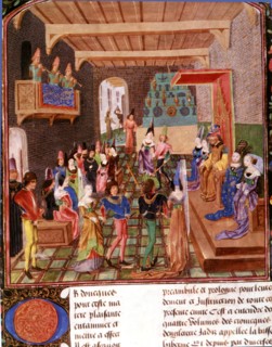Dance party in the Royal Castle, 14th century miniature.