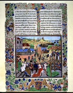 Party in Taranto, miniature by Loyset Lyedet en the work 'Histoires Romaines' by Jean Mansel.