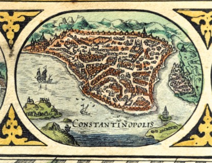 Constantinople, colored engraving from the book 'Le Theatre du monde' or 'Nouvel Atlas', 1645, cr?