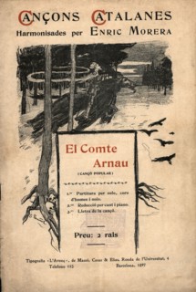 Musical score from the popular song 'El Comte Arnau,' harmonized by Enric Morera (Barcelona, 1865?