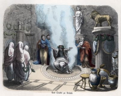 Ancient History. Greece. Oracle of Delphi. German engraving, 1865.