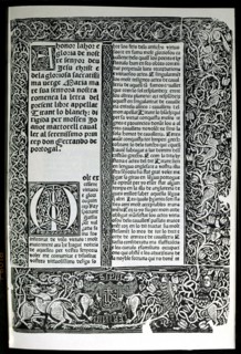 Dedicatory page of this edition of 'Tirant Lo Blanc', by Joanot Martorell, Valencia: Nicolau Spin?