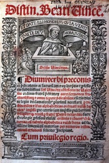 Sermons of St. Vincent Ferrer, cover of the Latin edition printed in Lugduni (Leyden) in 1523.