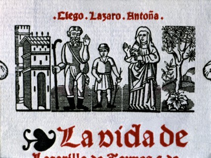 The Life of Lazarillo de Tormes, engraving on the cover, 16th century edition.