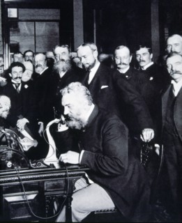 Alexander Graham Bell (USA, 1847-1922), engineer. Opening the phone line from New York to Chicago?