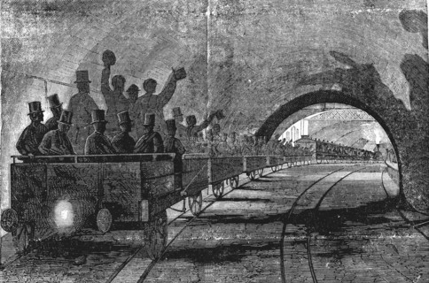London Underground Railroad. Scene from the 1868 inauguration.