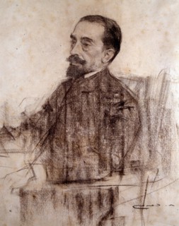 Juan Maragall (1860-1911), Catalan writer, charcoal portrait by Ramon Casas.