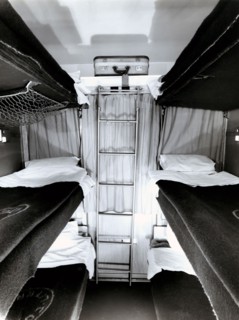 Interior of a bunk car wagon, 1950.