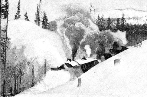 North-American rotary machine, clearing snow from the railroad Canadian - Pacific, 1901.