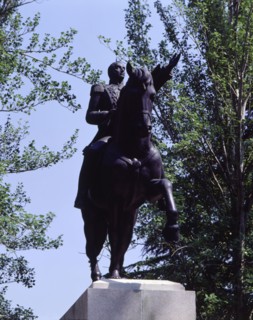 Equestrian statue of Simon Bolivar 'The Liberator' (1783-1830), military and hero of the American?