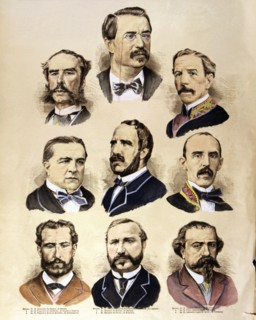 Reign of Alfonso XII, the first government headed by Canovas del Castillo, left from top to bott?