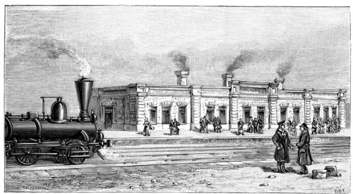 Duchak Station, on the railroad trans-Caspian, engraving, 1895.