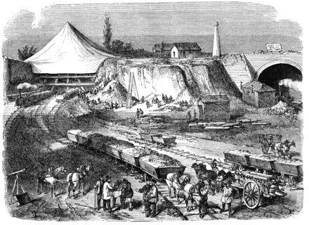 Works for the construction of the Western Railway Station in Paris, the French railways, in Decem?