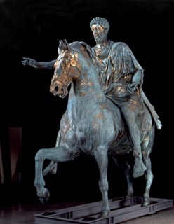 Bronze equestrian statue from the 2nd century of Marcus Aurelius (121-180), Roman Emperor..