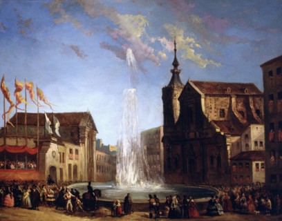 The Lozoya water supply to the fountain of San Bernardo Street', 1858, oil by Eugenio Lucas Veláz?