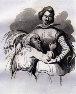 Engraving in the book 'Despedida del Diablo Cojuelo' (Farewell of the Cojuelo Devil) by Luis Vele?
