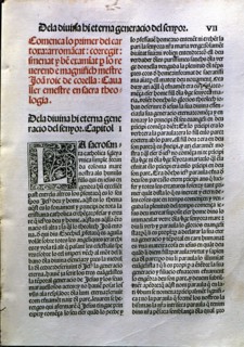 Page of the work 'Lo primer del Cartoixa' (The first of the Cartoixa) by Joan Rois de Corella, pr?