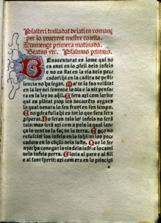 Page of the work 'Psalteri' by Joan Rois de Corella, printed in Venice in 1490 by Johan Hertezog,?
