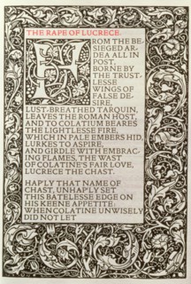 Cover of the poems of Shakespeare 'The Rape of Lucretia', published in 1593.