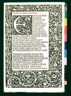 Cover of the poems of Shakespeare 'Venus and Adonis', published in 1593.