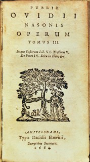 Cover of a book with several works by Publio Ovidio Nason, including 'Sad' and 'Pontic', from his?
