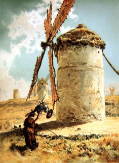 Episode of Don Quixote de la Mancha, 'Mills' with Don Quixote, Miguel de Cervantes character, pub?