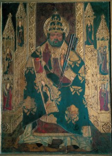 Benedicto XIII, alleged portrait of the antipope called Pedro de Luna who is representing San Pet?