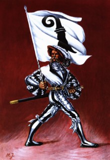 Flag bearer from the canton of Bâle, c. 1520. Color engraving from 1943, published by Editions Fr?
