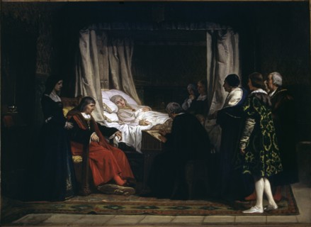 Isabella the Catholic dictating his will, oil, 1864.