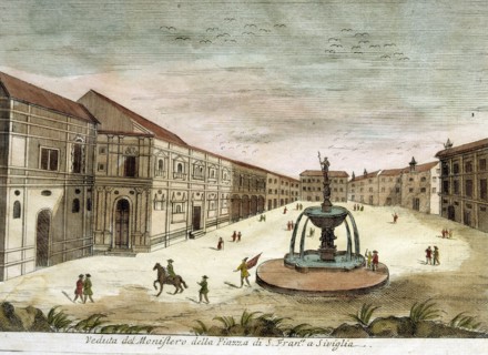 View of the Monastery in the Plaza de San Francisco in Seville, 19th century drawing.