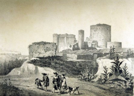 View of the ruins of the castle of Arévalo (Ávila), engraving in the book 'Memories and beauties ?